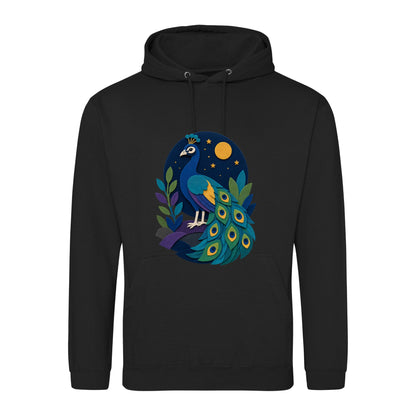 Peacock at Midnight Adult Hoodie - Felt & Fauna Deep Black colour variant image