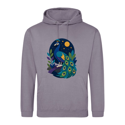 Peacock at Midnight Adult Hoodie - Felt & Fauna Dusty Lilac colour variant image