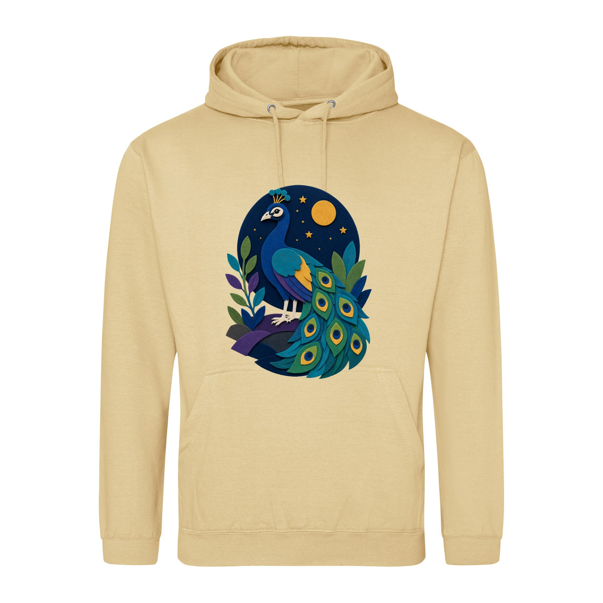 Peacock at Midnight Adult Hoodie - Felt & Fauna Desert Sand colour variant image