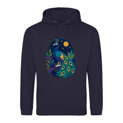 Peacock at Midnight Adult Hoodie - Felt & Fauna French Navy colour variant image
