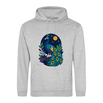 Peacock at Midnight Adult Hoodie - Felt & Fauna Heather Grey colour variant image