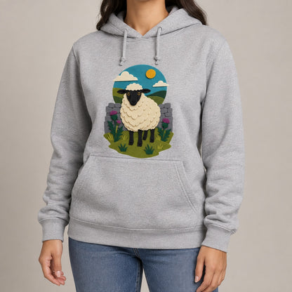 Sheep by the Stone Wall Adult Hoodie - Felt & Fauna lead image