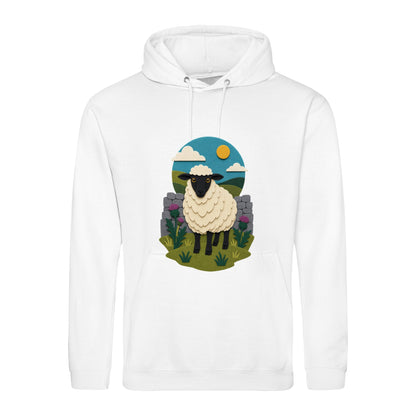 Sheep by the Stone Wall Adult Hoodie - Felt & Fauna Arctic White colour variant image