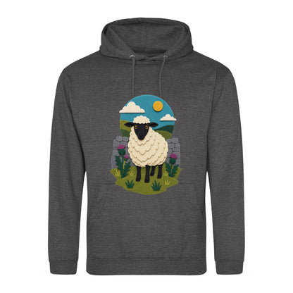 Sheep by the Stone Wall Adult Hoodie - Felt & Fauna Charcoal colour variant image