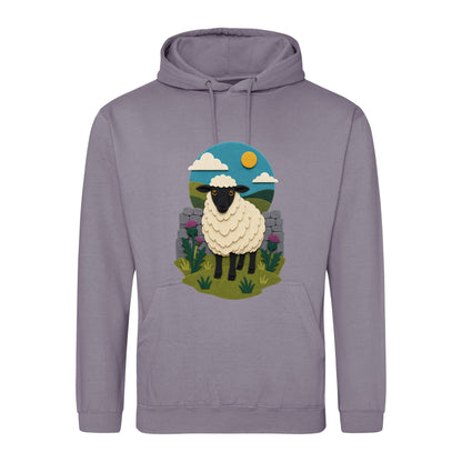 Sheep by the Stone Wall Adult Hoodie - Felt & Fauna Dusty Lilac colour variant image