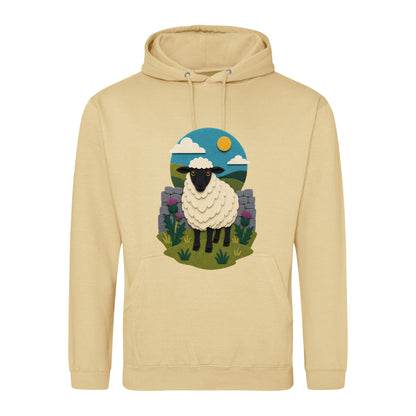 Sheep by the Stone Wall Adult Hoodie - Felt & Fauna Desert Sand colour variant image