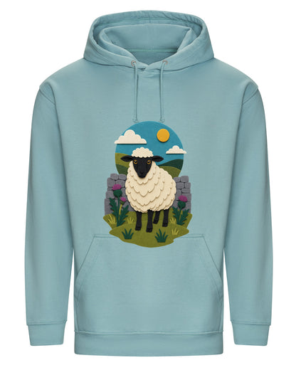 Sheep by the Stone Wall Adult Hoodie - Felt & Fauna Seafoam colour variant image
