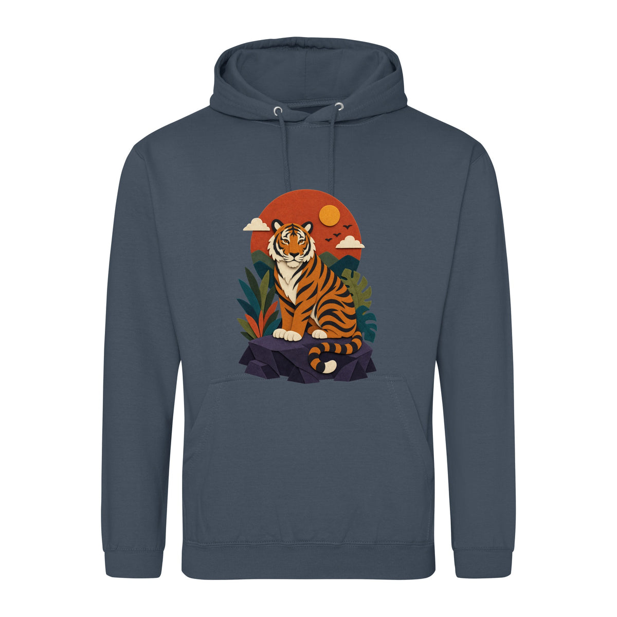 Tiger at Dusk Adult Hoodie - Felt & Fauna Airforce Blue colour variant image