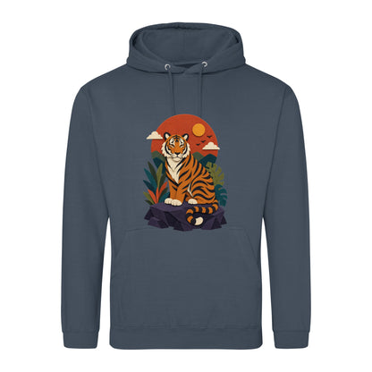 Tiger at Dusk Adult Hoodie - Felt & Fauna Airforce Blue colour variant image