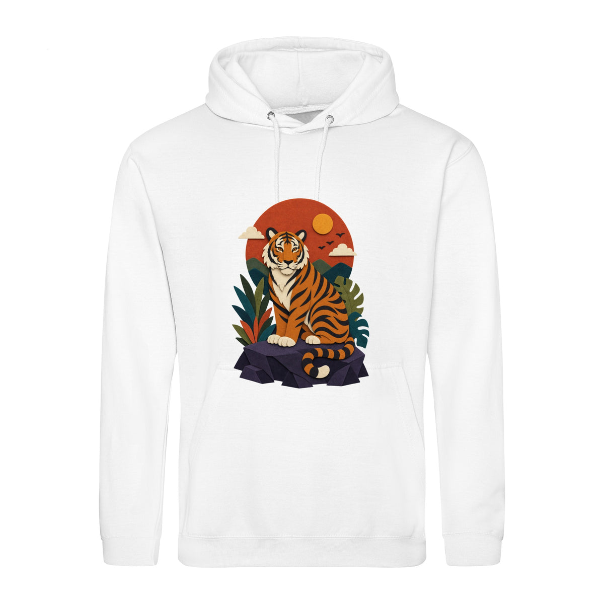 Tiger at Dusk Adult Hoodie - Felt & Fauna Arctic White colour variant image
