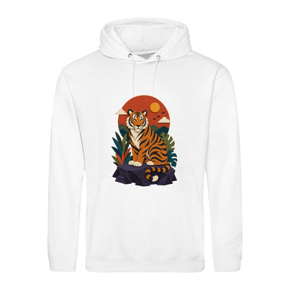 Tiger at Dusk Adult Hoodie - Felt & Fauna Arctic White colour variant image