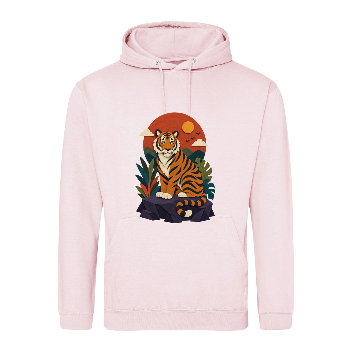 Tiger at Dusk Adult Hoodie - Felt & Fauna Baby Pink colour variant image