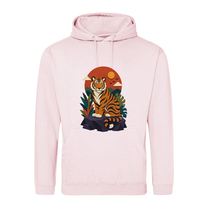 Tiger at Dusk Adult Hoodie - Felt & Fauna Baby Pink colour variant image