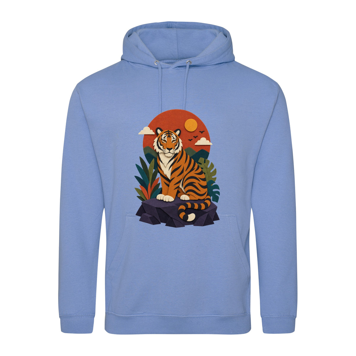 Tiger at Dusk Adult Hoodie - Felt & Fauna Cornflower Blue colour variant image