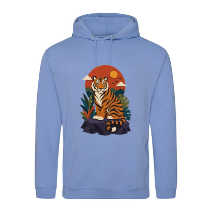 Tiger at Dusk Adult Hoodie - Felt & Fauna Cornflower Blue colour variant image