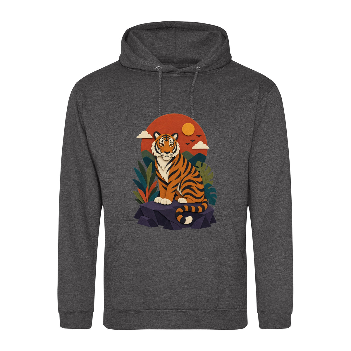 Tiger at Dusk Adult Hoodie - Felt & Fauna Charcoal colour variant image