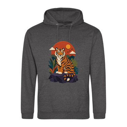 Tiger at Dusk Adult Hoodie - Felt & Fauna Charcoal colour variant image