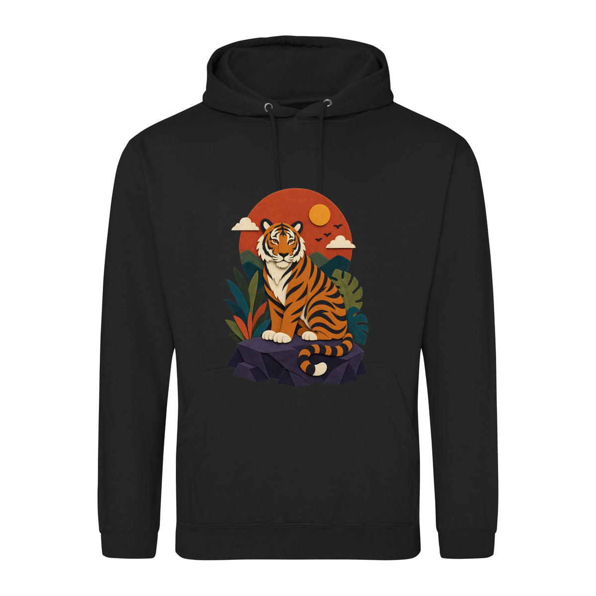 Tiger at Dusk Adult Hoodie - Felt & Fauna Deep Black colour variant image