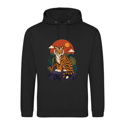 Tiger at Dusk Adult Hoodie - Felt & Fauna Deep Black colour variant image