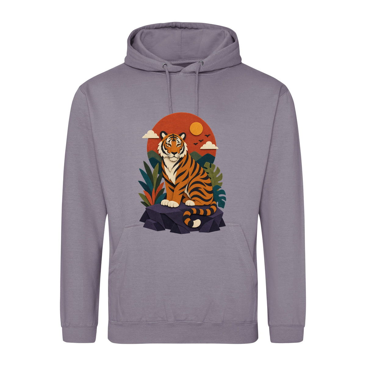 Tiger at Dusk Adult Hoodie - Felt & Fauna Dusty Lilac colour variant image