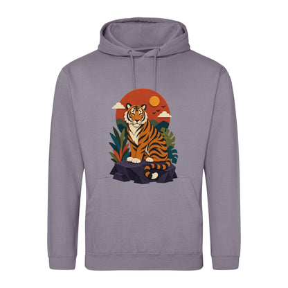 Tiger at Dusk Adult Hoodie - Felt & Fauna Dusty Lilac colour variant image