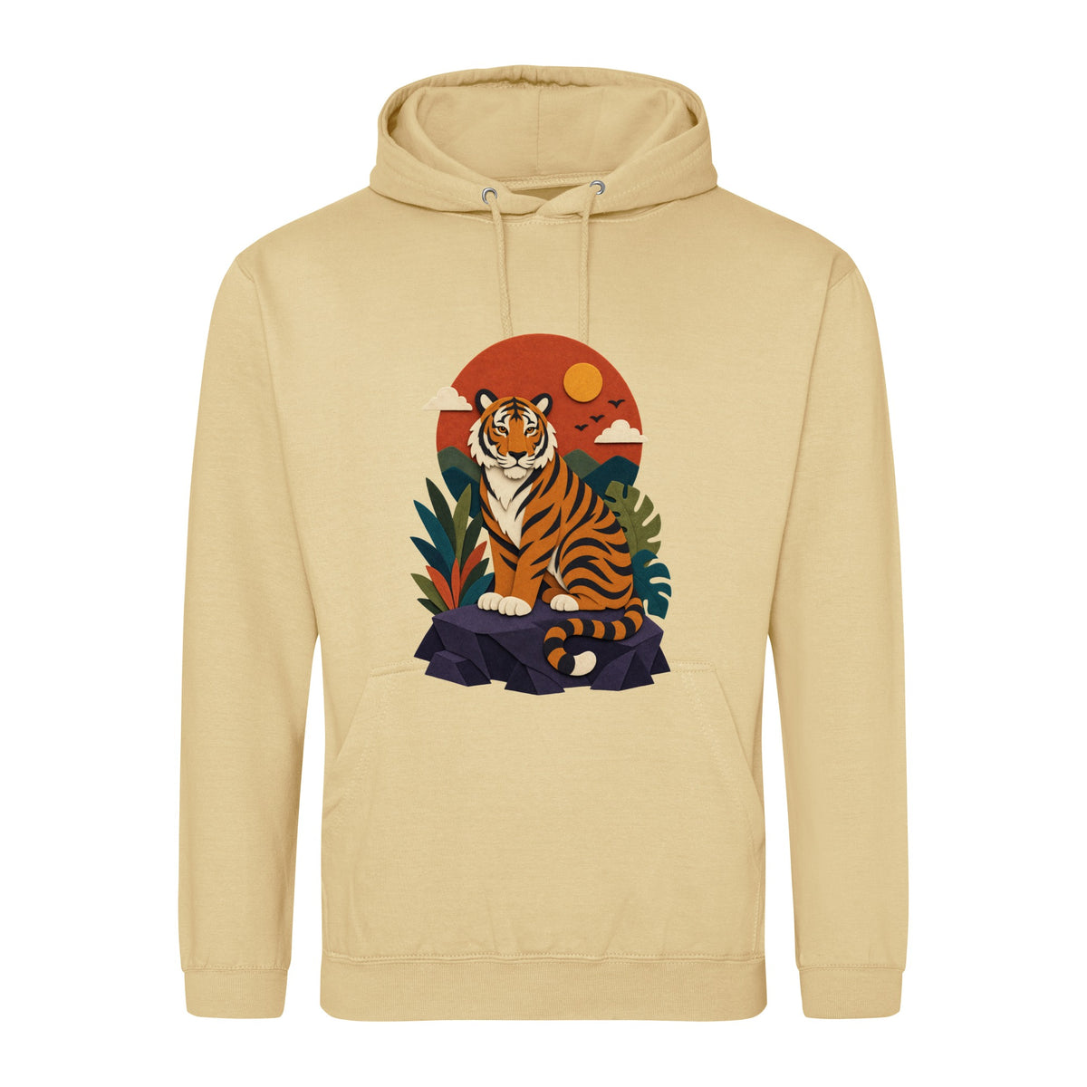 Tiger at Dusk Adult Hoodie - Felt & Fauna Desert Sand colour variant image