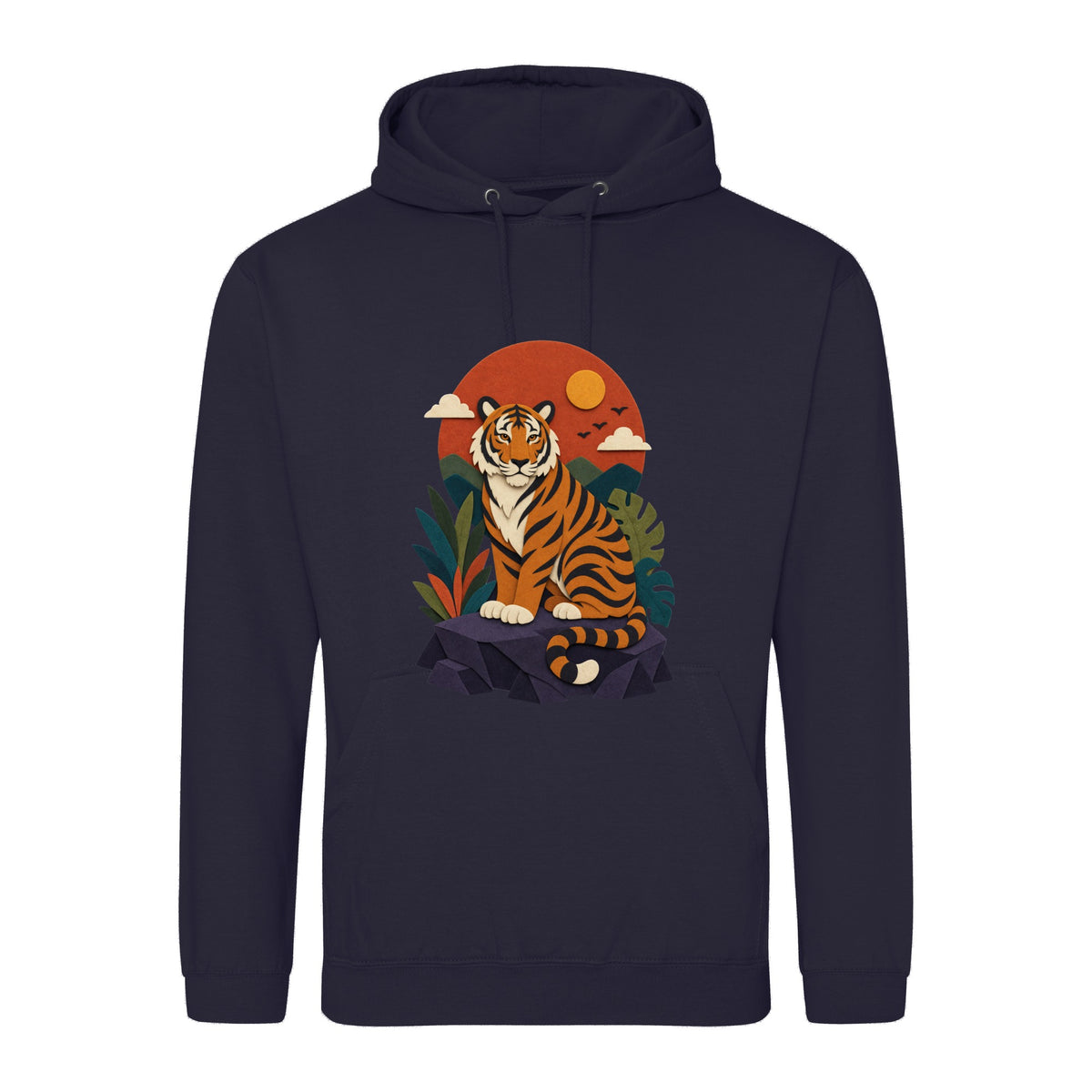 Tiger at Dusk Adult Hoodie - Felt & Fauna French Navy colour variant image