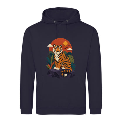 Tiger at Dusk Adult Hoodie - Felt & Fauna French Navy colour variant image