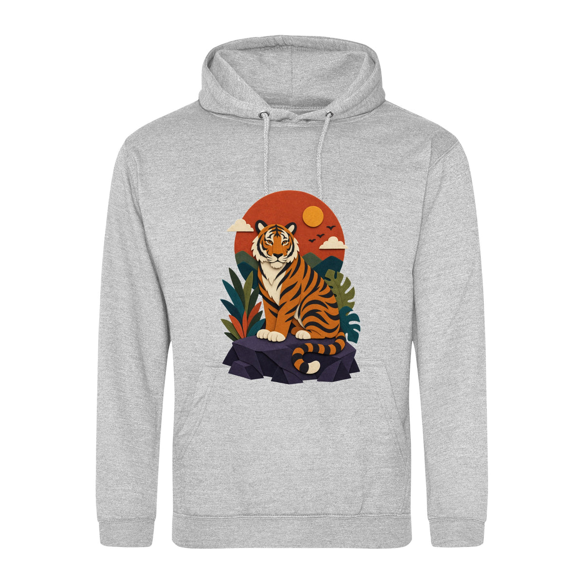 Tiger at Dusk Adult Hoodie - Felt & Fauna Heather Grey colour variant image