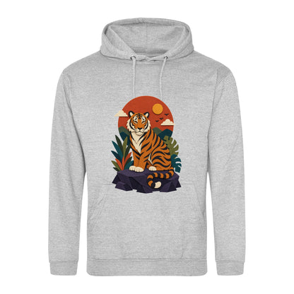 Tiger at Dusk Adult Hoodie - Felt & Fauna Heather Grey colour variant image