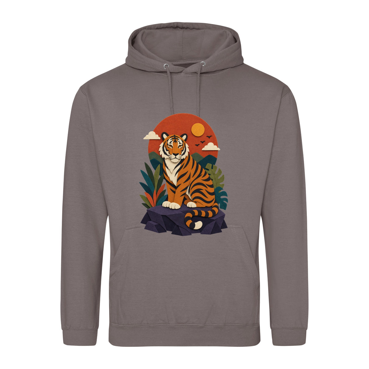 Tiger at Dusk Adult Hoodie - Felt & Fauna Mocha Brown colour variant image