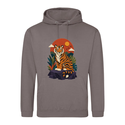 Tiger at Dusk Adult Hoodie - Felt & Fauna Mocha Brown colour variant image