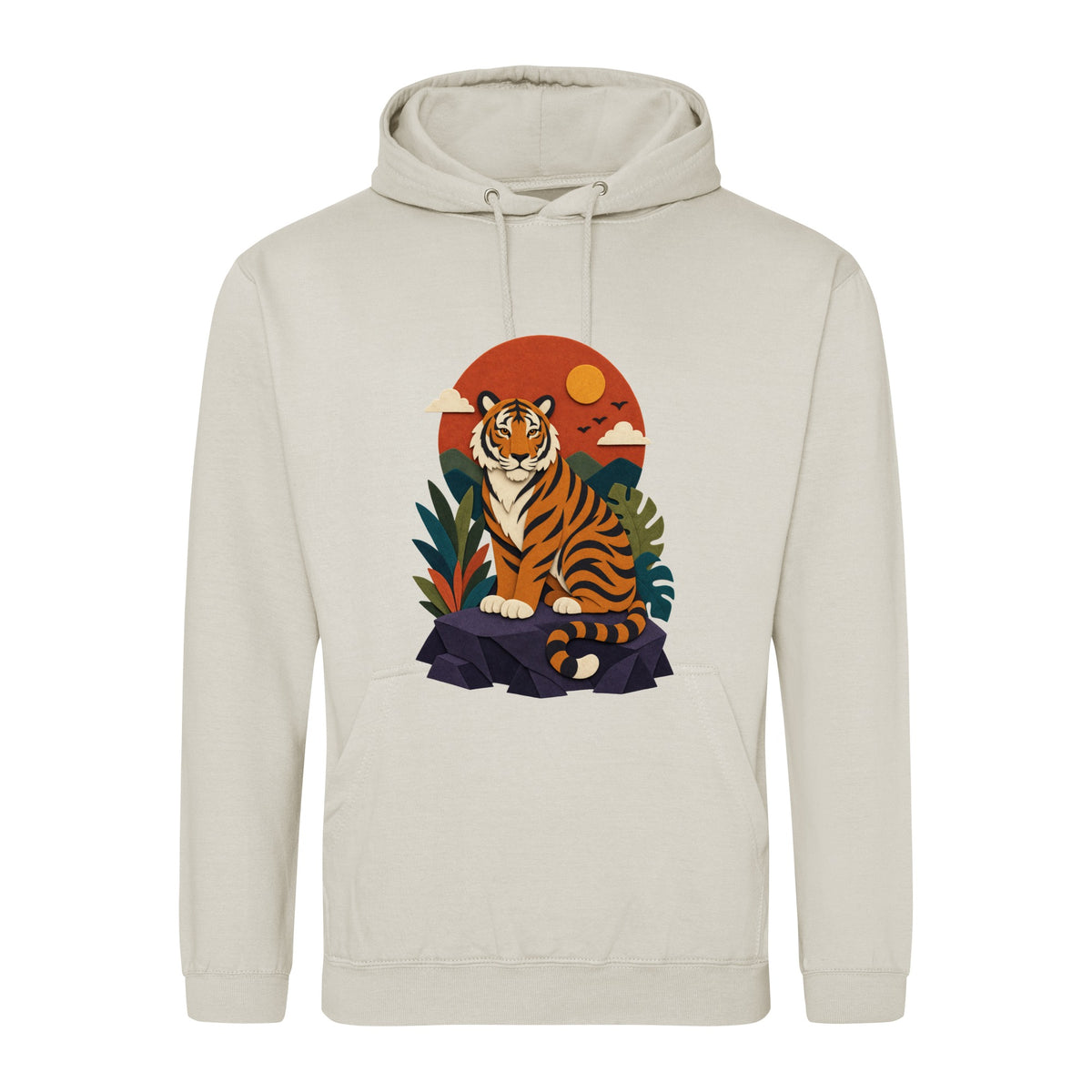 Tiger at Dusk Adult Hoodie - Felt & Fauna Natural Stone colour variant image