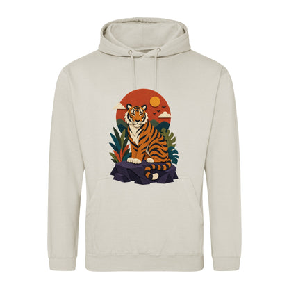 Tiger at Dusk Adult Hoodie - Felt & Fauna Natural Stone colour variant image