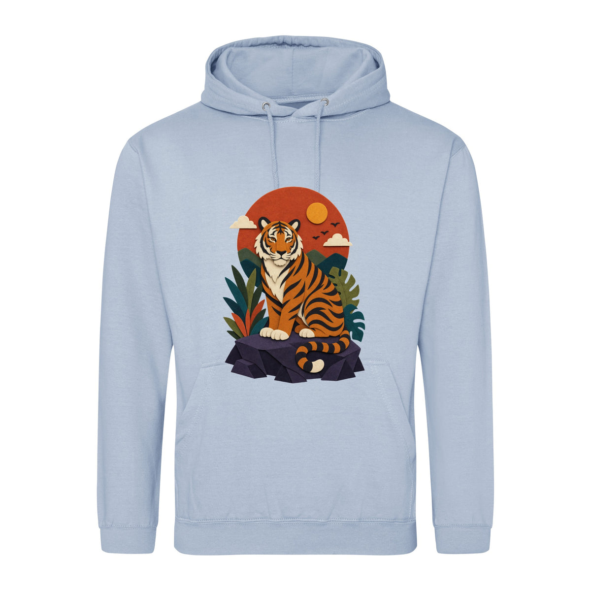Tiger at Dusk Adult Hoodie - Felt & Fauna Sky Blue colour variant image