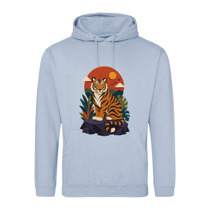 Tiger at Dusk Adult Hoodie - Felt & Fauna Sky Blue colour variant image