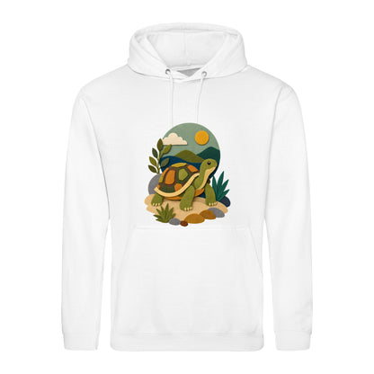 Tortoise on the Trail Adult Hoodie - Felt & Fauna Arctic White colour variant image