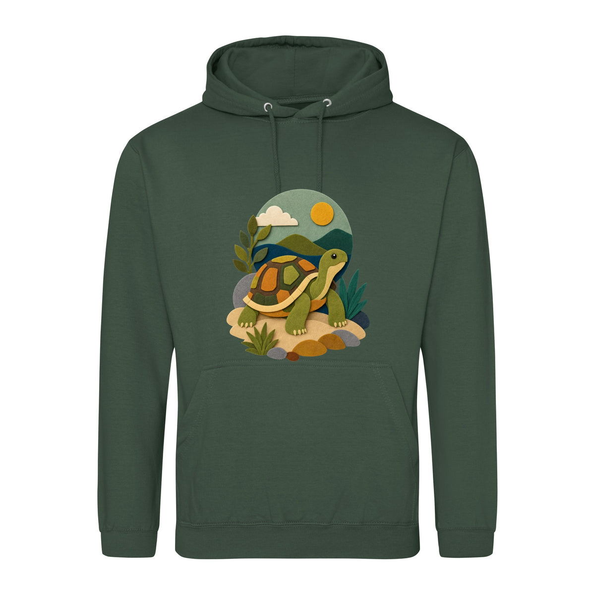 Tortoise on the Trail Adult Hoodie - Felt & Fauna Bottle Green colour variant image