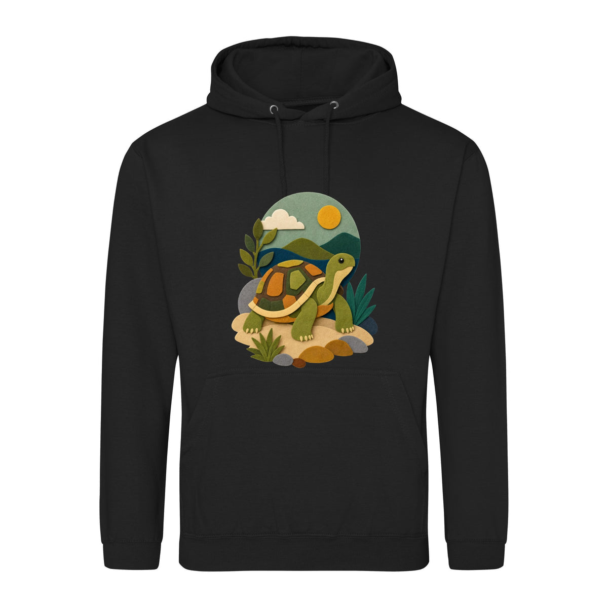 Tortoise on the Trail Adult Hoodie - Felt & Fauna Deep Black colour variant image