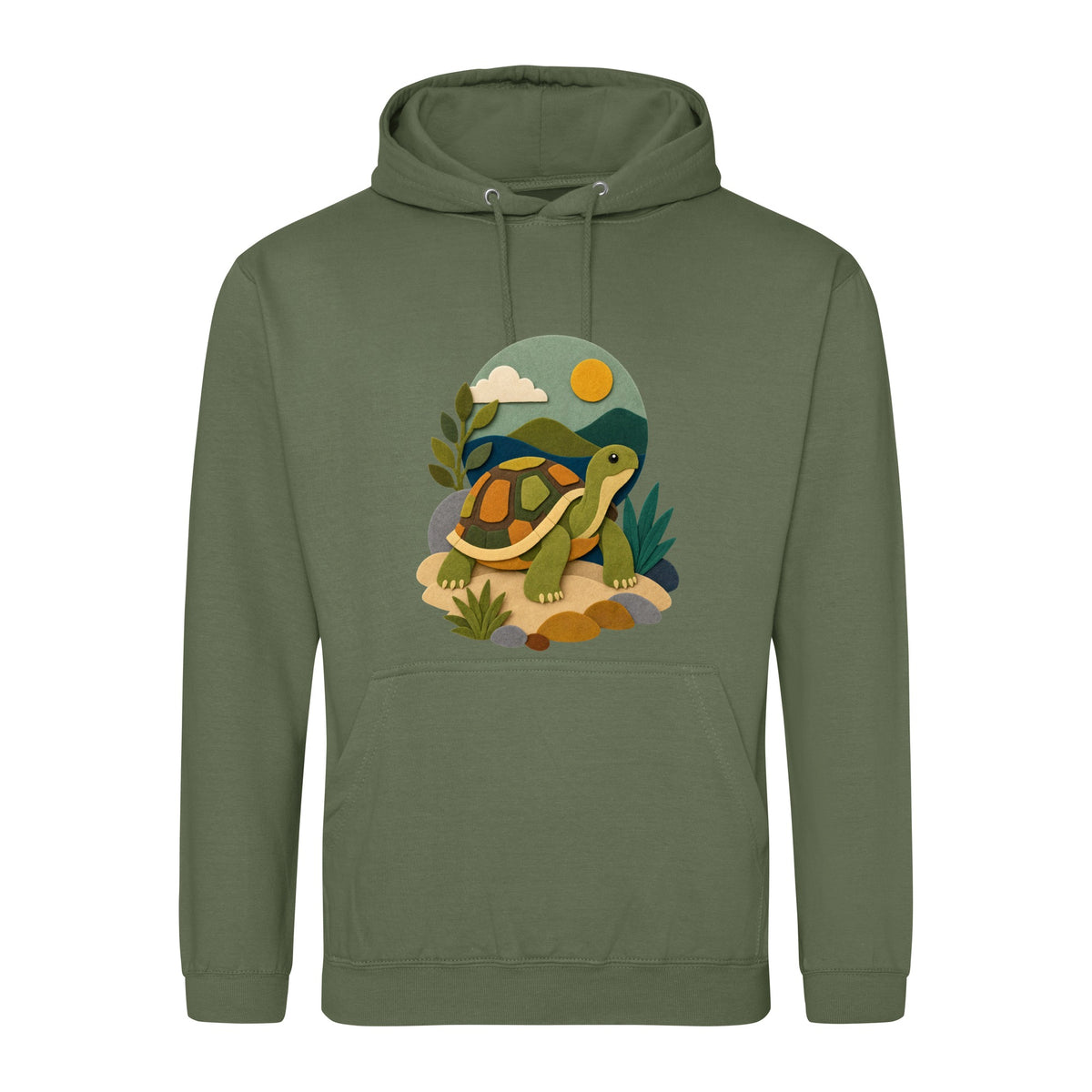 Tortoise on the Trail Adult Hoodie - Felt & Fauna Earthy Green colour variant image