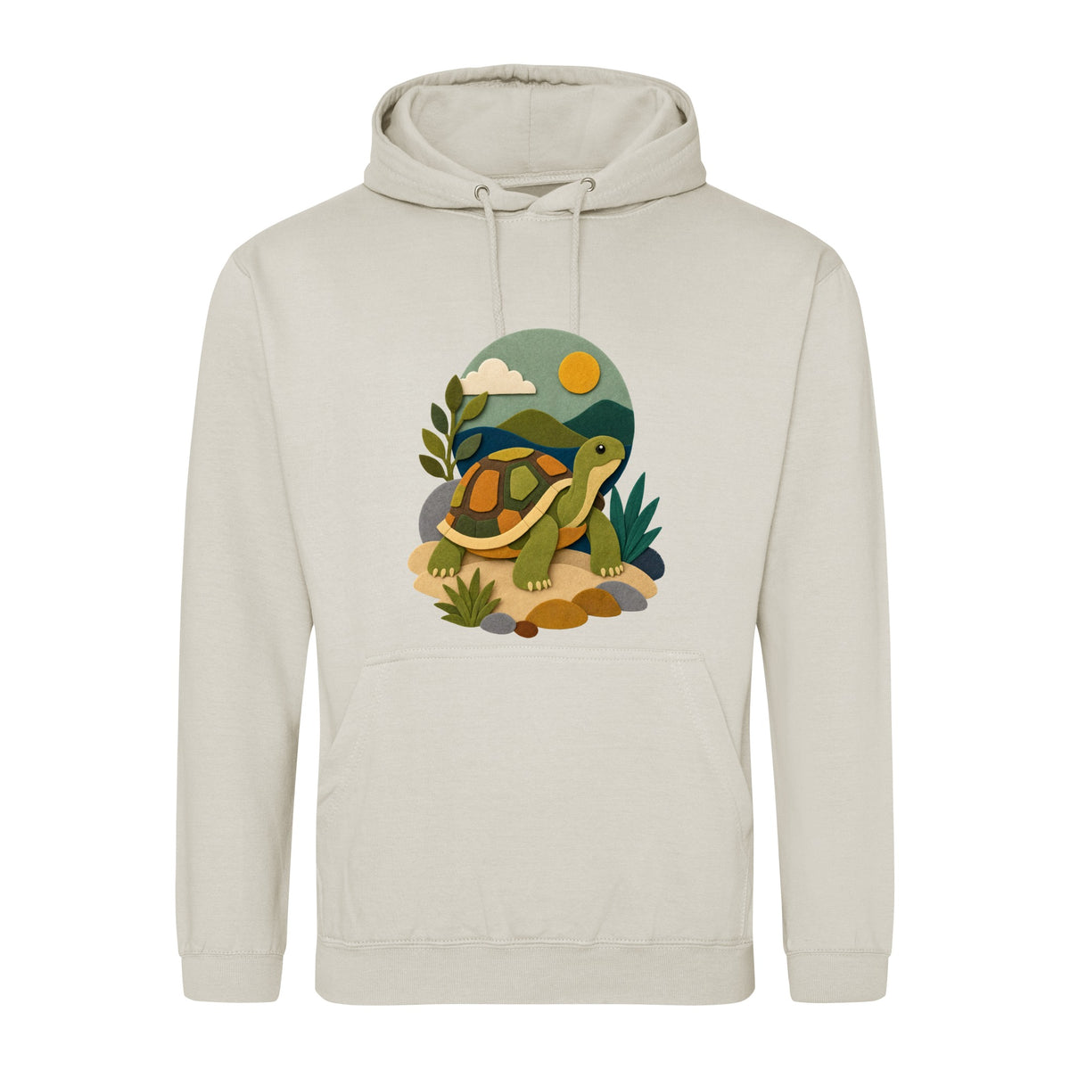Tortoise on the Trail Adult Hoodie - Felt & Fauna Natural Stone colour variant image
