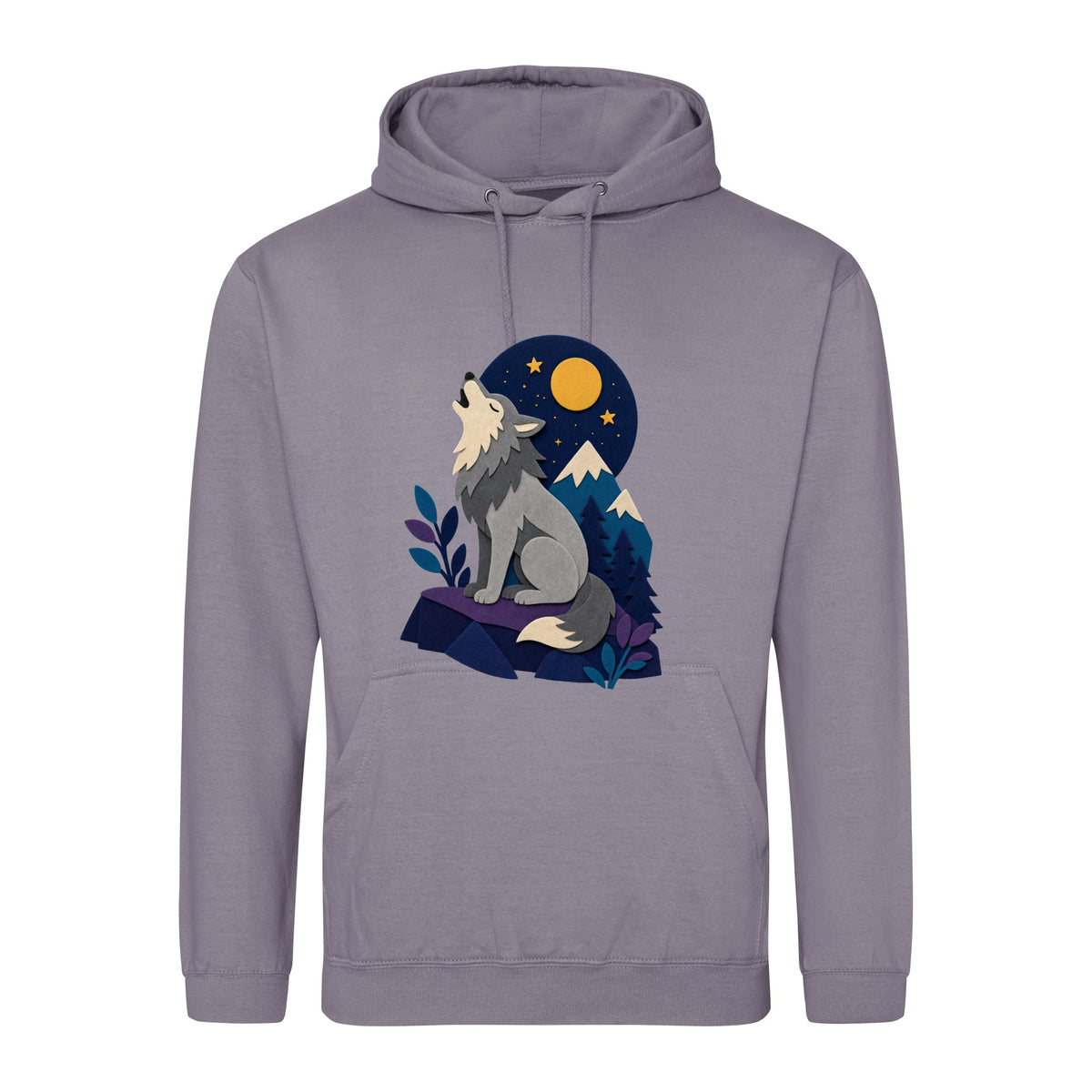 Wolf Beneath the Moon Adult Hoodie - Felt & Fauna Dusty Lilac colour variant image