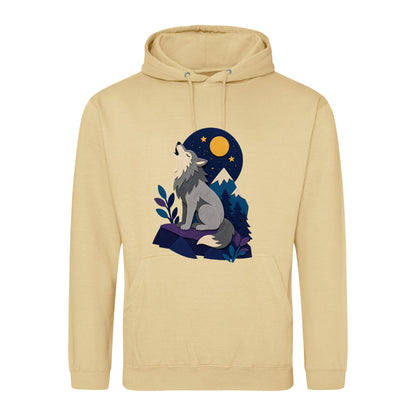 Wolf Beneath the Moon Adult Hoodie - Felt & Fauna Desert Sand colour variant image