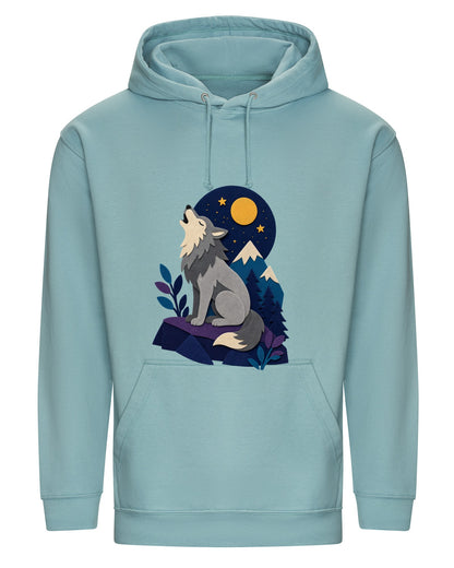 Wolf Beneath the Moon Adult Hoodie - Felt & Fauna Seafoam colour variant image
