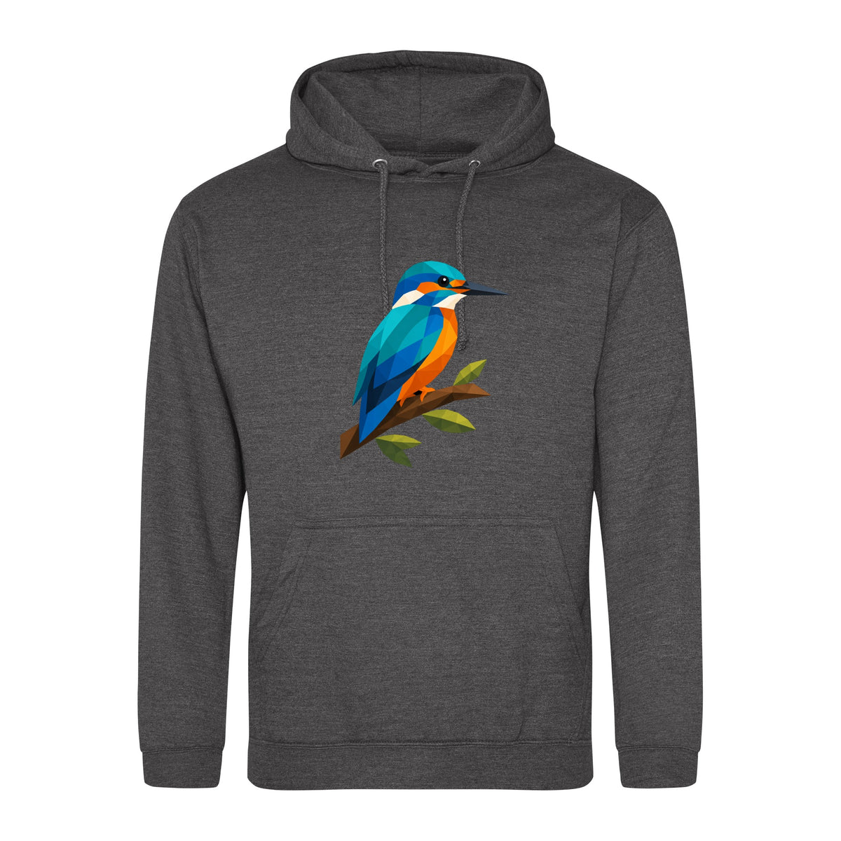 Kingfisher Among Reeds Adult Hoodie - Prism Kingdom Charcoal colour variant image
