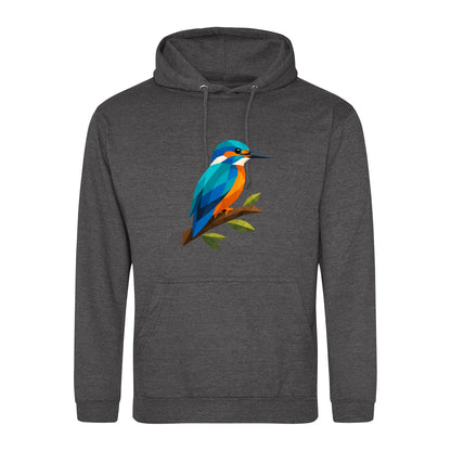 Kingfisher Among Reeds Adult Hoodie - Prism Kingdom Charcoal colour variant image