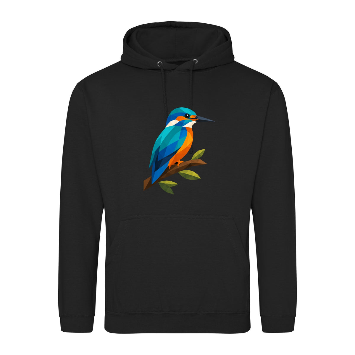 Kingfisher Among Reeds Adult Hoodie - Prism Kingdom Deep Black colour variant image