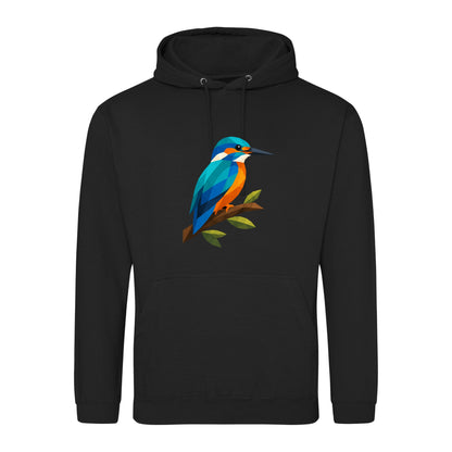 Kingfisher Among Reeds Adult Hoodie - Prism Kingdom Deep Black colour variant image