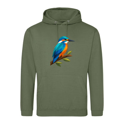 Kingfisher Among Reeds Adult Hoodie - Prism Kingdom Earthy Green colour variant image