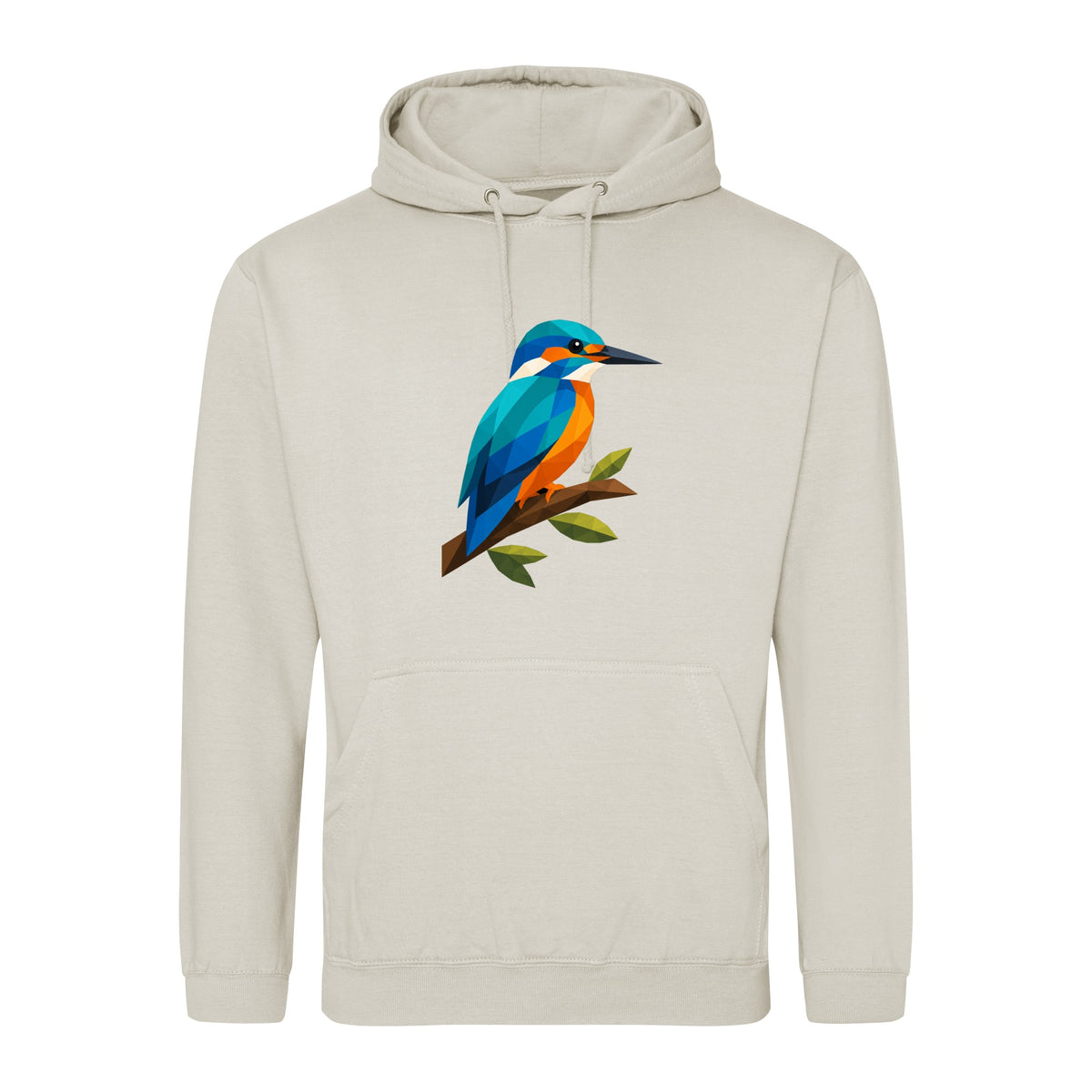 Kingfisher Among Reeds Adult Hoodie - Prism Kingdom Natural Stone colour variant image